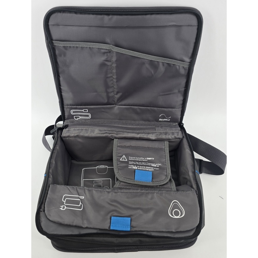 ResMed CPAP AirSense 10 Autoset Padded Travel Bag Gray Blue Shoulder Case Only